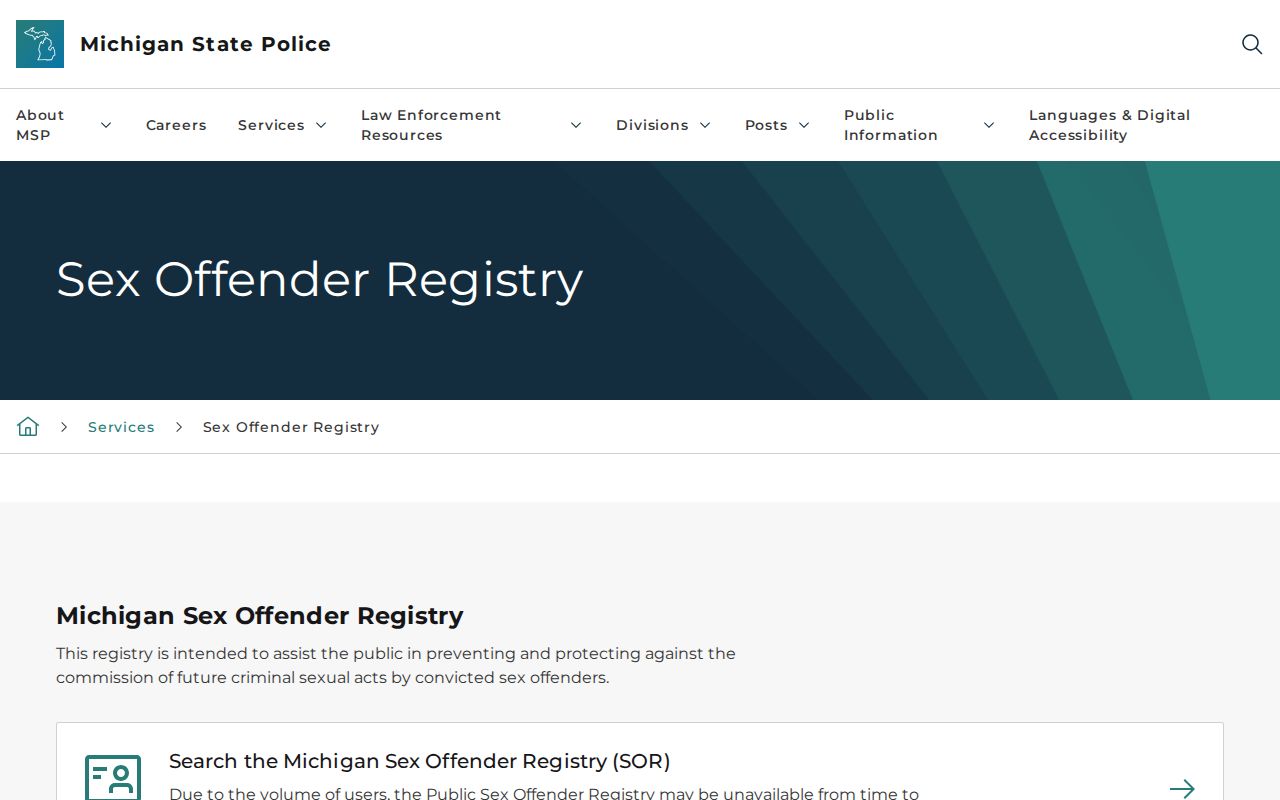Michigan registry photo channel for some Huron County released records